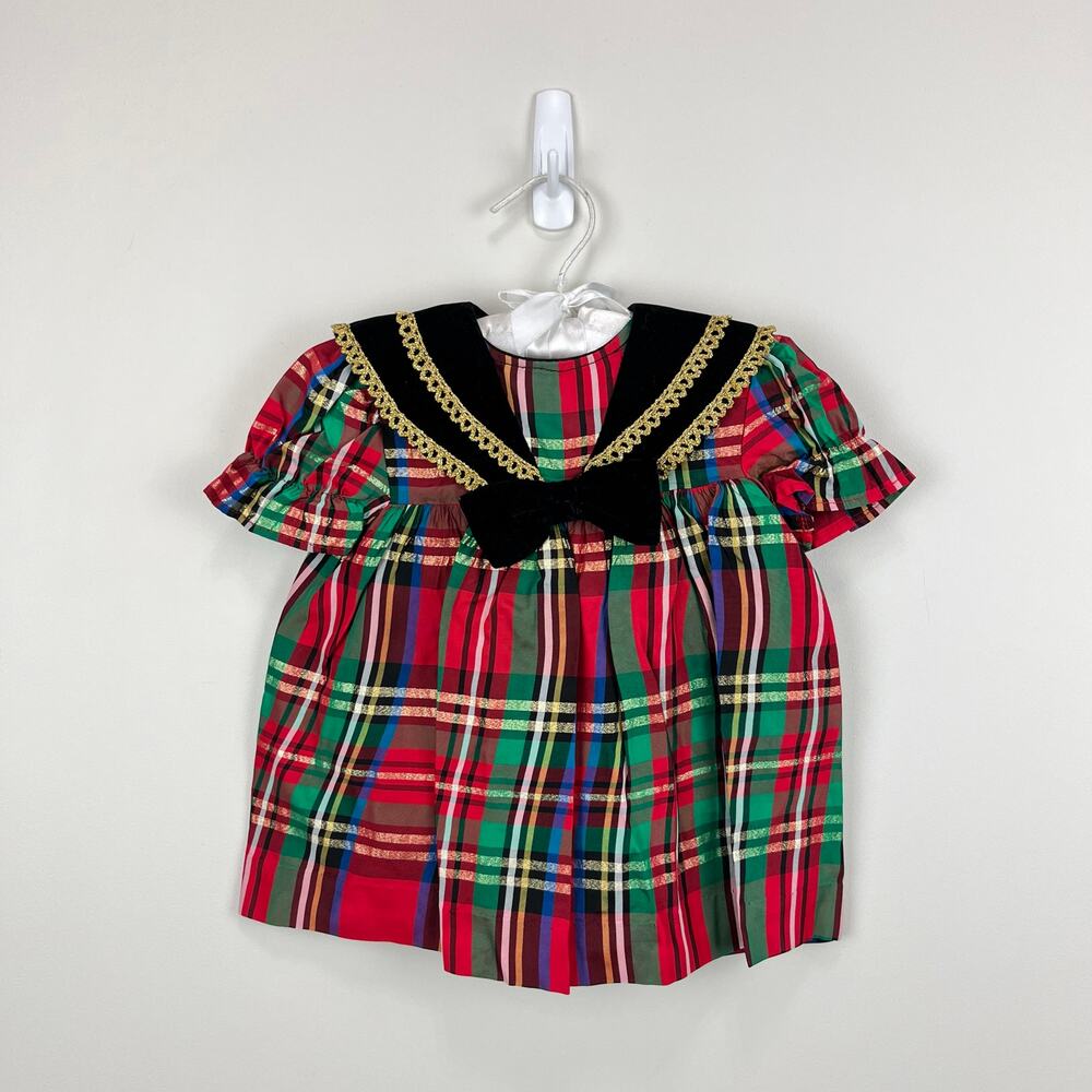 Vintage Martha's Miniatures Festive Red Plaid Dress 12 Months USA